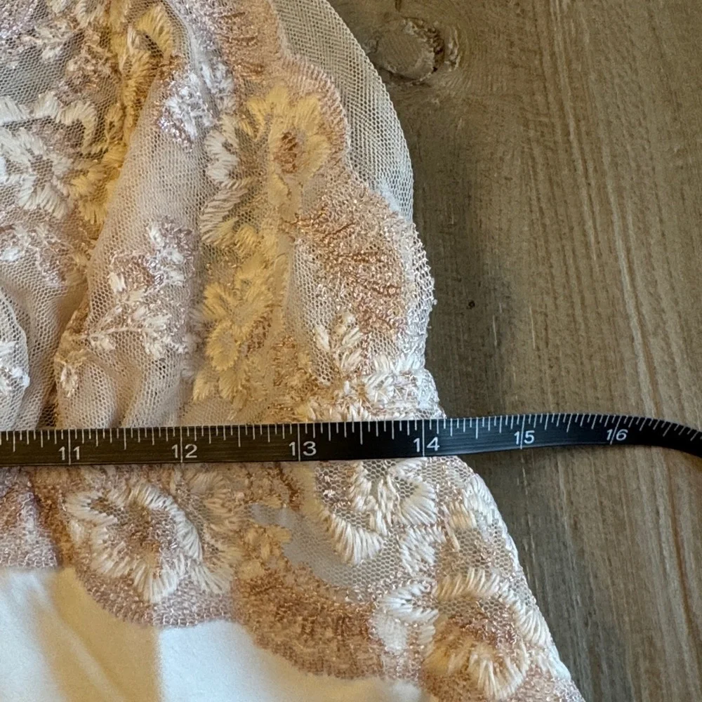 Flora Nikrooz Rosa Cami Short Set - Ivory - Floral Lace Trim - Large - NWT - Picture 9 of 14